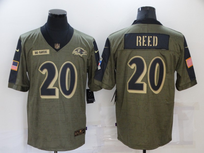 Men's Baltimore Ravens Ed Reed #20 Brown Jersey